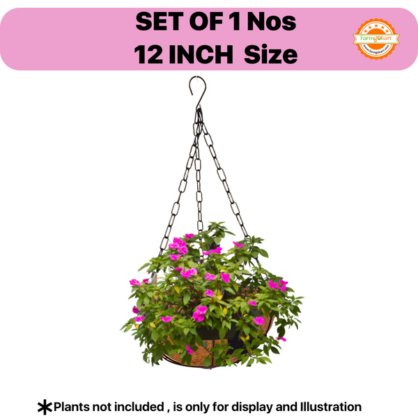 12 Inch –1 Pieces, Hanging Planter Metal Basket with Coco Coir Liner