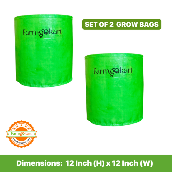 12 INCH (H) x 12 INCH (W) Plants Grow Bags | HDPE UV Protected 300 Micron Round Green Colour | Set of 2 Nos