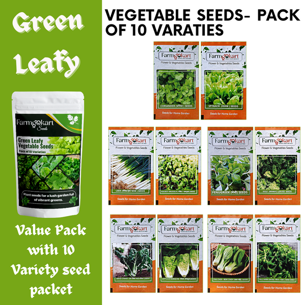 Pack of 10-variety Green Leafy Vegetable Seeds - for Home and Terrace Gardening | Grow your own Vegetables |