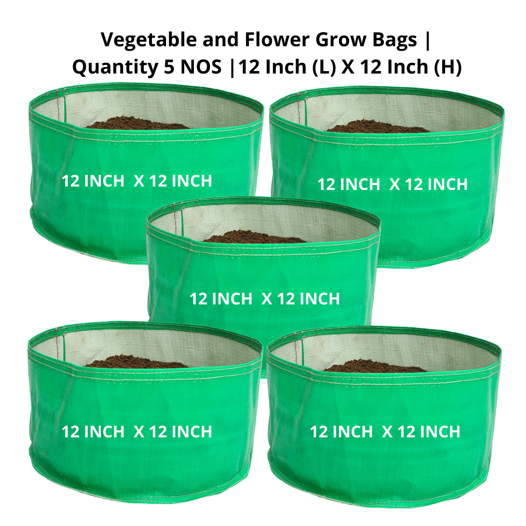 Green And Orange Round Single Plant Grow Bags Size 1212 Inch